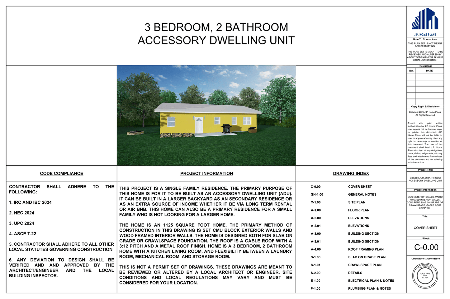 Accessory Dwelling Unit (ADU): CMU Construction - Building Plan