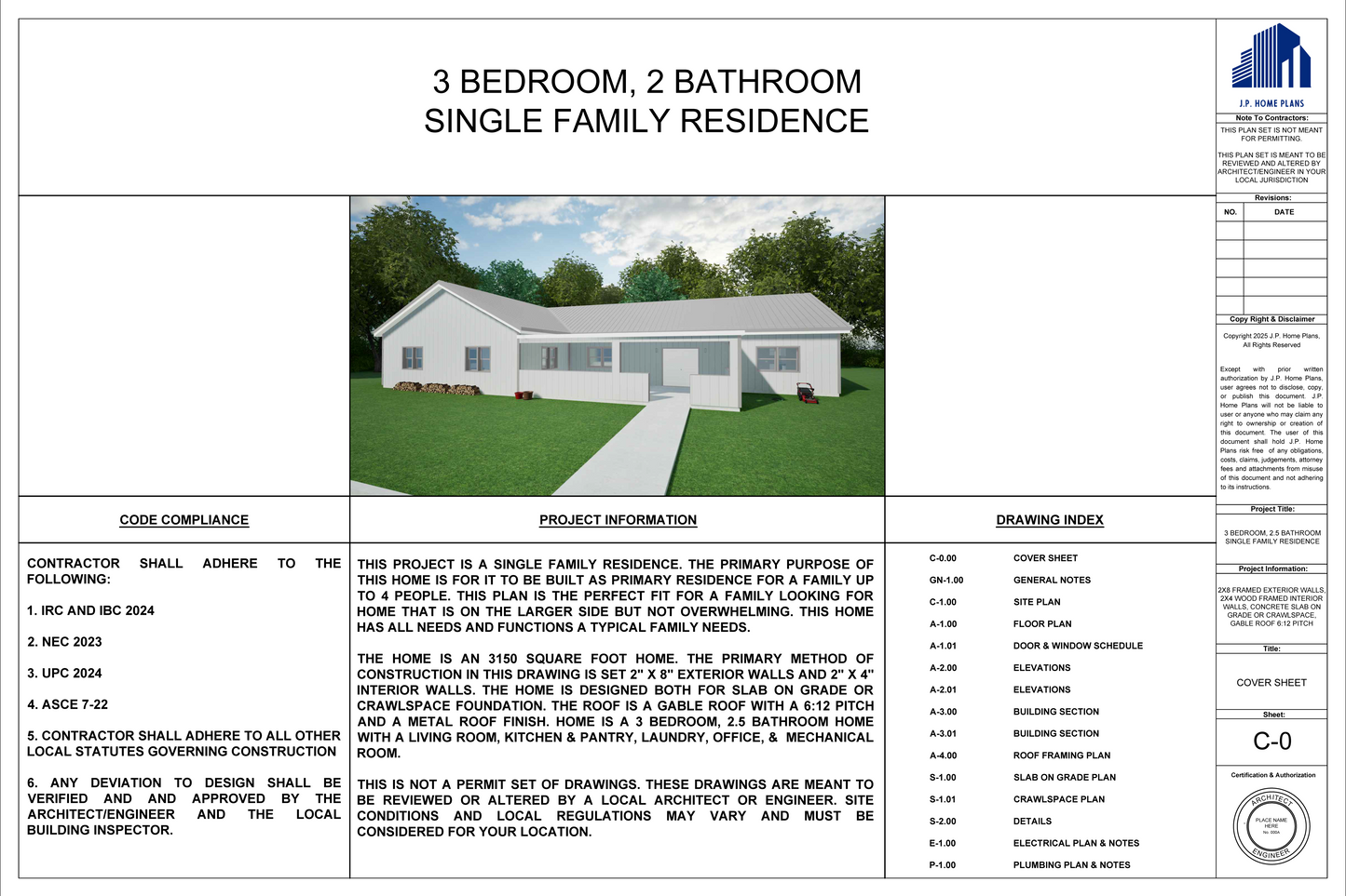 Single Family Residence 2: Light Frame Construction - Building Plan & 3D Model