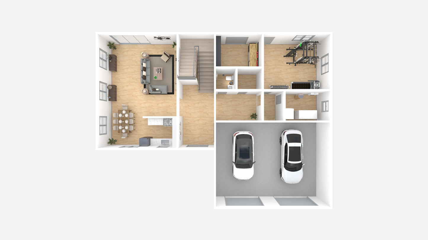 Two Story 1 - Building Plan & 3D Model