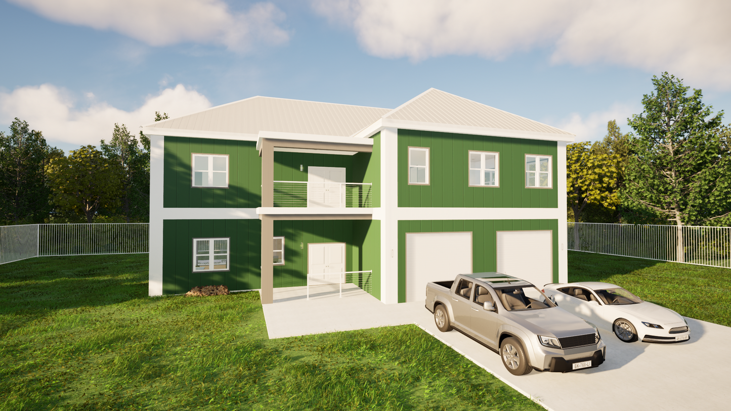 Two Story 1 - Building Plan & 3D Model