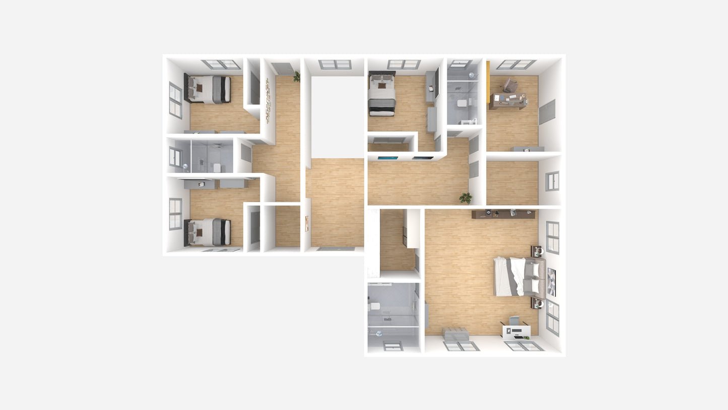 Two Story 1 - Building Plan & 3D Model